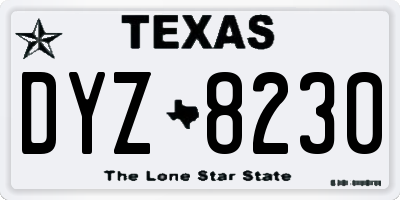 TX license plate DYZ8230