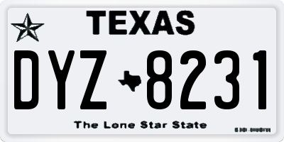 TX license plate DYZ8231