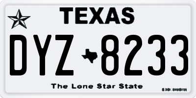 TX license plate DYZ8233