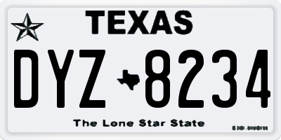 TX license plate DYZ8234