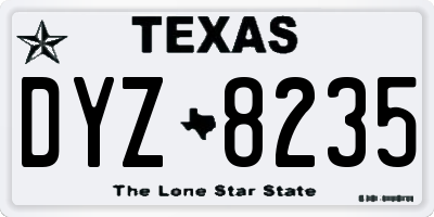 TX license plate DYZ8235