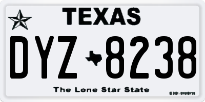 TX license plate DYZ8238