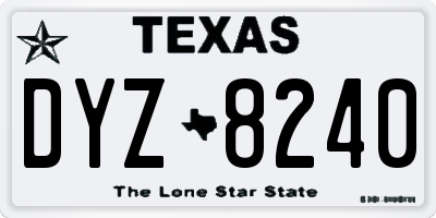 TX license plate DYZ8240