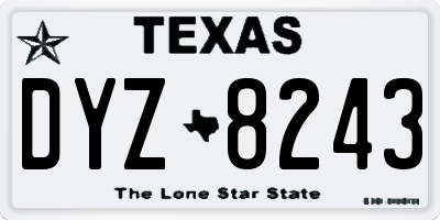 TX license plate DYZ8243