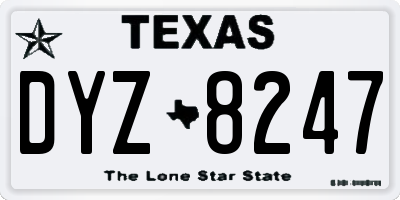TX license plate DYZ8247