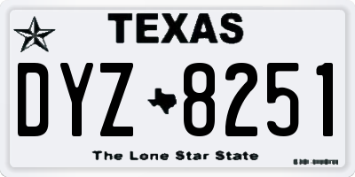 TX license plate DYZ8251