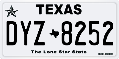 TX license plate DYZ8252