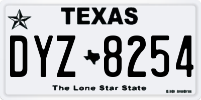 TX license plate DYZ8254