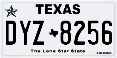 TX license plate DYZ8256
