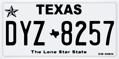 TX license plate DYZ8257