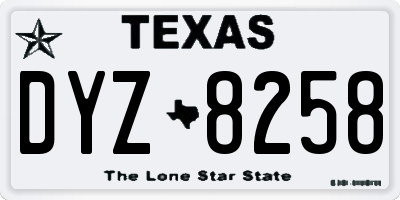 TX license plate DYZ8258