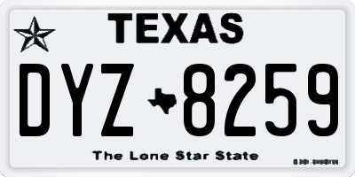 TX license plate DYZ8259