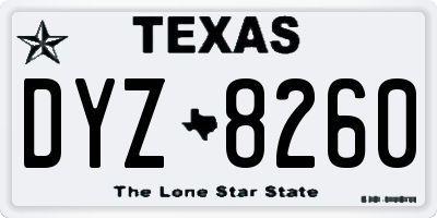 TX license plate DYZ8260