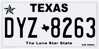 TX license plate DYZ8263