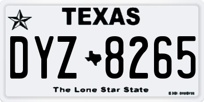 TX license plate DYZ8265