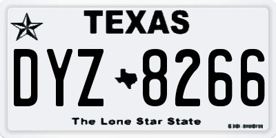 TX license plate DYZ8266
