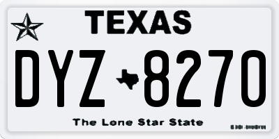 TX license plate DYZ8270