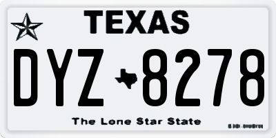 TX license plate DYZ8278