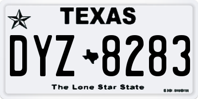 TX license plate DYZ8283