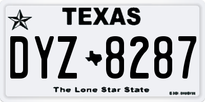 TX license plate DYZ8287