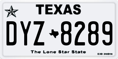 TX license plate DYZ8289