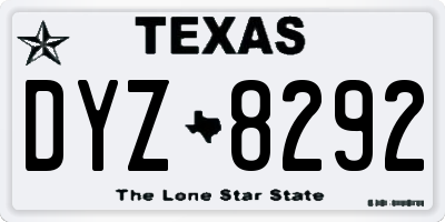 TX license plate DYZ8292