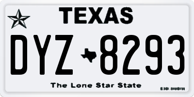 TX license plate DYZ8293