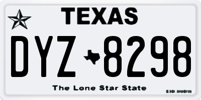TX license plate DYZ8298