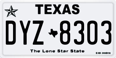 TX license plate DYZ8303