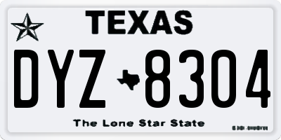 TX license plate DYZ8304