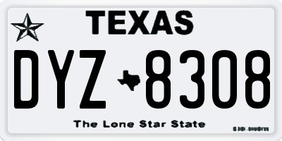 TX license plate DYZ8308