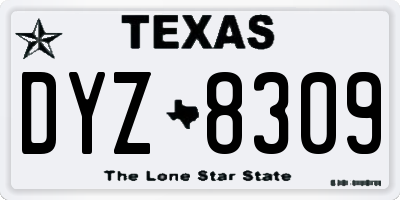 TX license plate DYZ8309