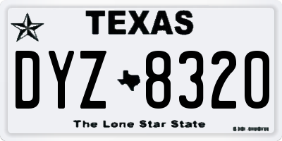 TX license plate DYZ8320