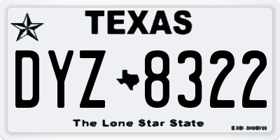 TX license plate DYZ8322