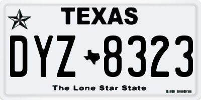 TX license plate DYZ8323