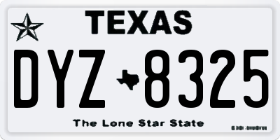TX license plate DYZ8325