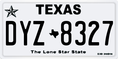 TX license plate DYZ8327