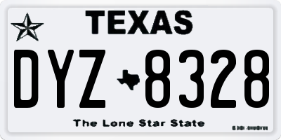 TX license plate DYZ8328