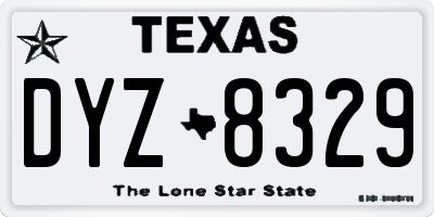 TX license plate DYZ8329