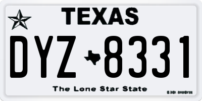 TX license plate DYZ8331