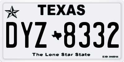 TX license plate DYZ8332