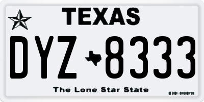 TX license plate DYZ8333