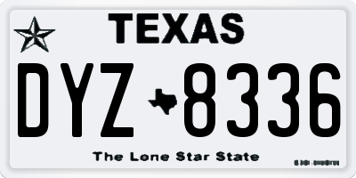 TX license plate DYZ8336