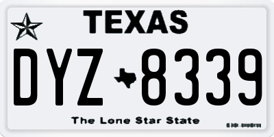 TX license plate DYZ8339