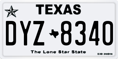 TX license plate DYZ8340