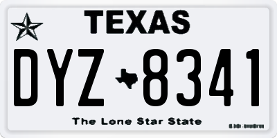 TX license plate DYZ8341