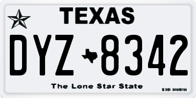 TX license plate DYZ8342