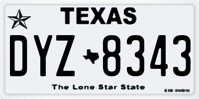 TX license plate DYZ8343