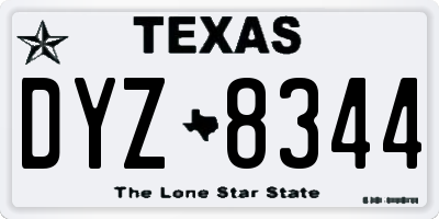 TX license plate DYZ8344