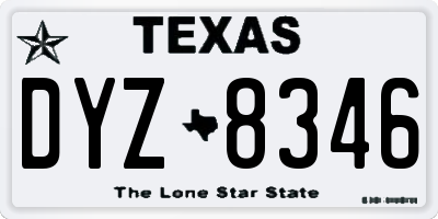 TX license plate DYZ8346
